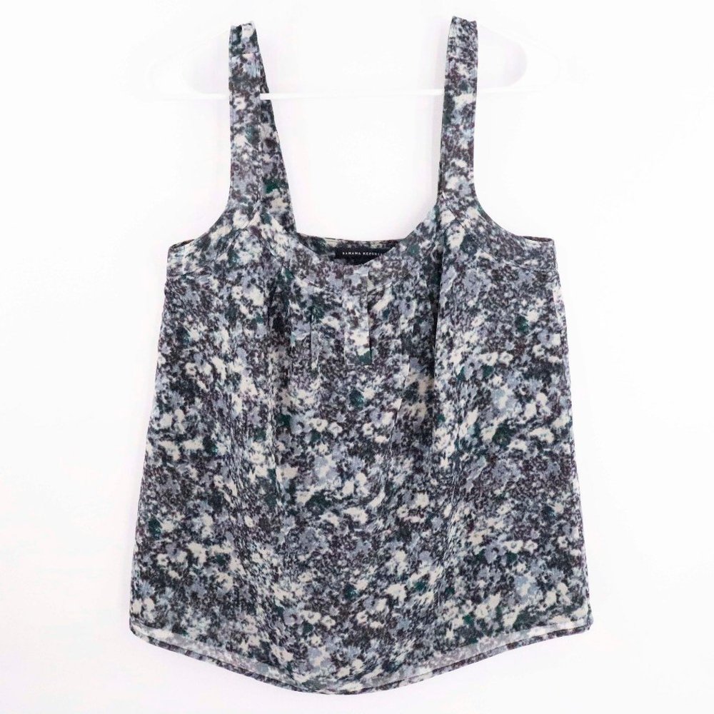 Banana Republic Silk Pleated Blue Grey Tank